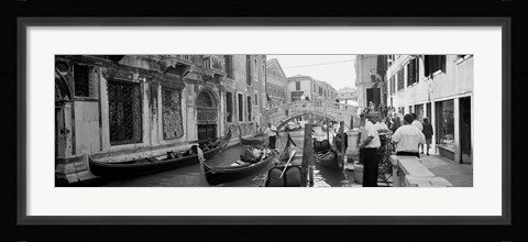 Framed Buildings along a canal, Grand Canal, Rio Di Palazzo, Venice, Italy (black and white) Print
