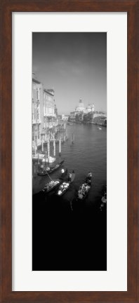 Framed Gondolas in the Grand Canal, Venice, Italy (vertical, black &amp; white) Print