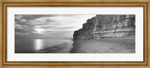 Framed Rock formations on the beach, Burton Bradstock, Dorset, England Print