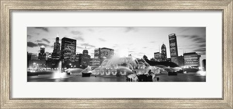 Framed Buckingham Fountain, Grant Park, Chicago, Illinois (black &amp; white) Print