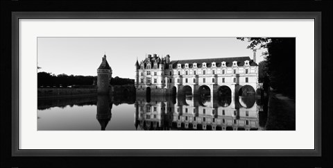 Framed Chateau de Chenonceaux Loire Valley France (black and white) Print