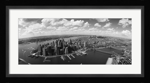 Framed Aerial View of New York City (black &amp; white) Print