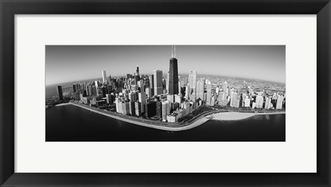 Framed Aerial view of buildings in a city, Lake Michigan, Lake Shore Drive, Chicago, Illinois, USA Print