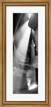 Framed Sun Throuh the Rocks, Antelope Canyon, Arizona (black &amp; white) Print