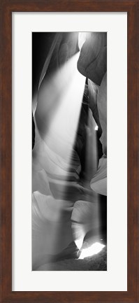 Framed Sun Throuh the Rocks, Antelope Canyon, Arizona (black &amp; white) Print