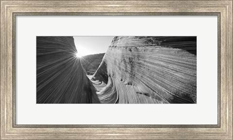 Framed Sandstone rock formations in black and white, The Wave, Coyote Buttes, Utah, USA Print