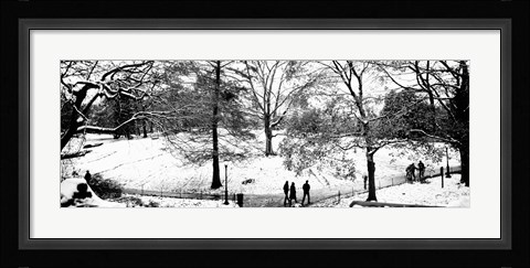 Framed High angle view of a group of people in a park, Central Park, Manhattan, New York Print