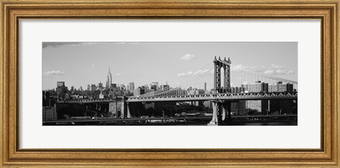 Framed Manhattan Bridge in black and white, New York City Print