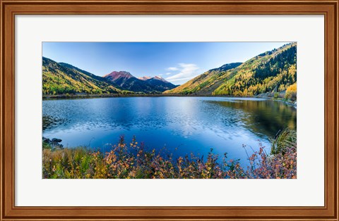 Framed Crystal Lake surrounded by mountains, Ironton Park, Million Dollar Highway, Red Mountain, San Juan Mountains, Colorado, USA Print