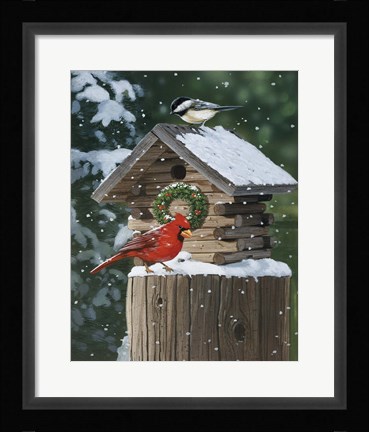 Framed Cardinal / Chickadee In Snow Print