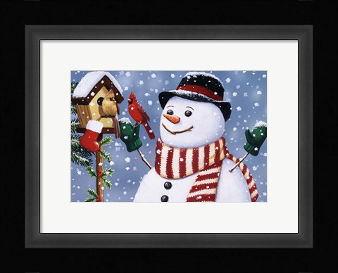 Framed Snowman/Birdhouse Print