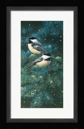 Framed Chickadees Print