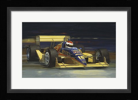 Framed Yellow Race Car Print