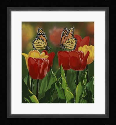 Framed Monarchs And Tulips Print