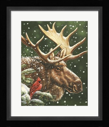 Framed Winter Moose Print