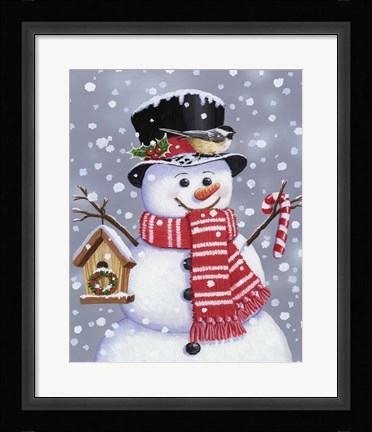 Framed Snowman With Tophat Print