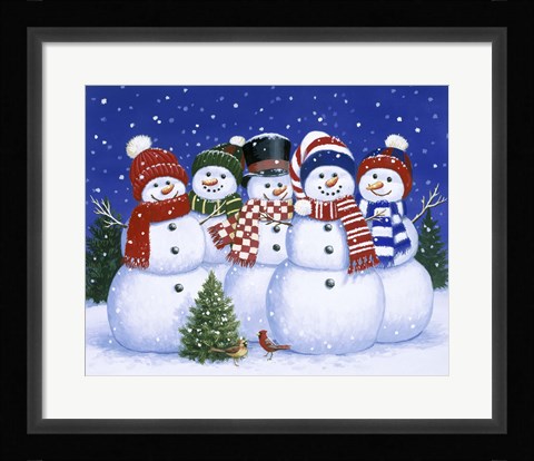 Framed Five Snowmen Print