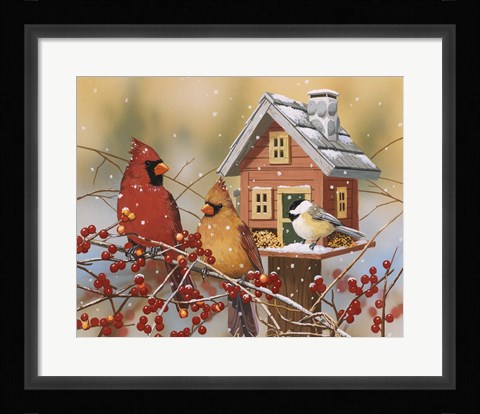 Framed Winter Birds Buffet Print