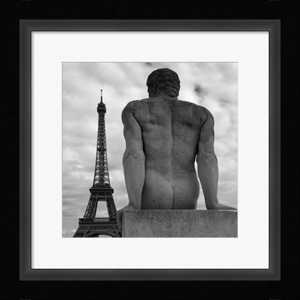 Framed Eiffel and Man Print