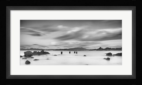 Framed Four Pilings and Mount Tam Print