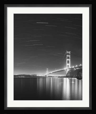 Framed Golden Gate and Stars BW Print
