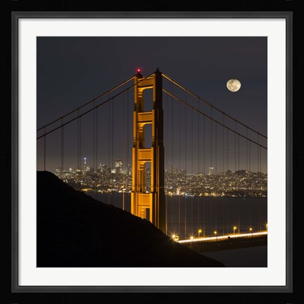 Framed Golden Gate and Moon Print