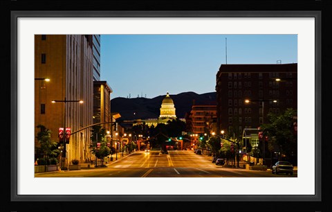 Framed Utah State Capitol Building at Night, Salt Lake City, Utah Print