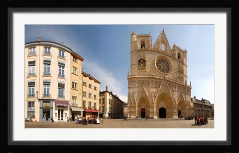 Framed Cathedral in a city, St. Jean Cathedral, Lyon, Rhone, Rhone-Alpes, France Print