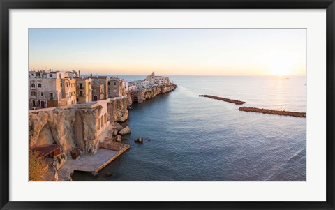 Framed Town at the waterfront, Vieste, Gargano, Foggia Province, Puglia, Italy Print