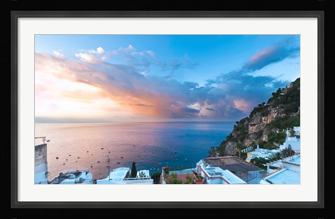 Framed Sunset in Positano, Amalfi Coast, Italy Print