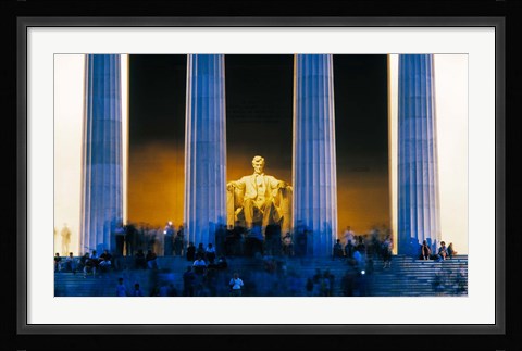 Framed Tourists at Lincoln Memorial, Washington DC, USA Print