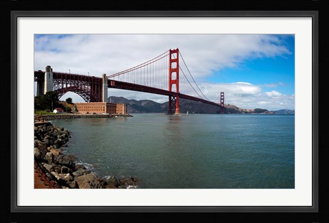 Framed Golden Gate Bridge viewed from Marine Drive at Fort Point Historic Site, San Francisco Bay, San Francisco, California, USA Print