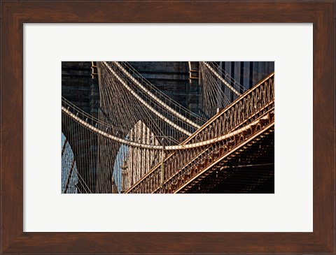 Framed Close-up of the Brooklyn Bridge, New York City, New York State Print