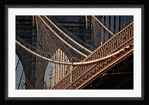 Framed Close-up of the Brooklyn Bridge, New York City, New York State Print