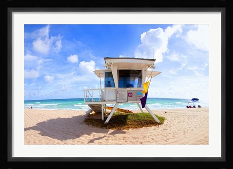 Framed Lifeguard hut on the beach, Fort Lauderdale, Florida, USA Print