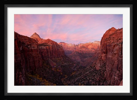 Framed Zion Canyon at sunset, Zion National Park, Springdale, Utah, USA Print