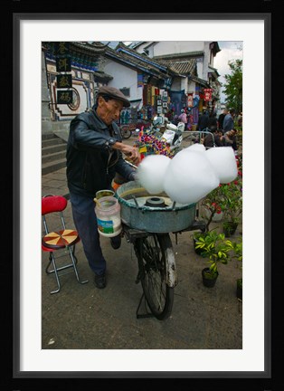 Framed Candy Floss Vendor, Old Town, Dali, Yunnan Province, China Print