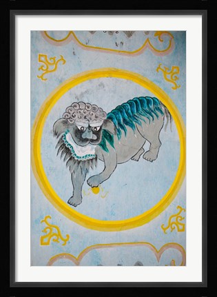 Framed Tiger mural on a temple wall, Mingshan, Fengdu Ghost City, Fengdu, Yangtze River, Chongqing Province, China Print