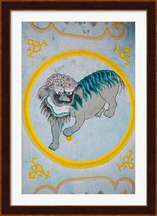 Framed Tiger mural on a temple wall, Mingshan, Fengdu Ghost City, Fengdu, Yangtze River, Chongqing Province, China Print