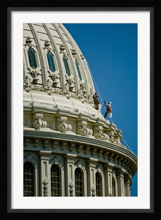 Framed Workers on a government building dome, State Capitol Building, Washington DC, USA Print
