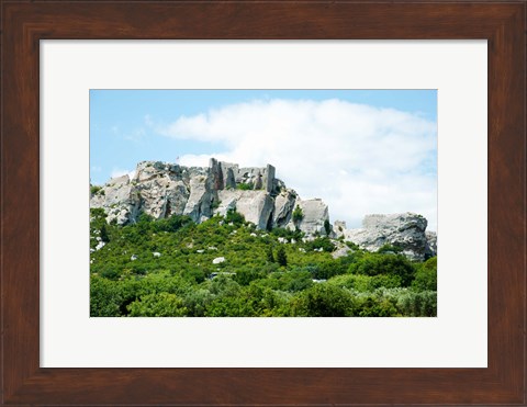 Framed Low angle view of a ruined town on a rock outcrop, Les Baux-de-Provence, Bouches-Du-Rhone, Provence-Alpes-Cote d&#39;Azur, France Print