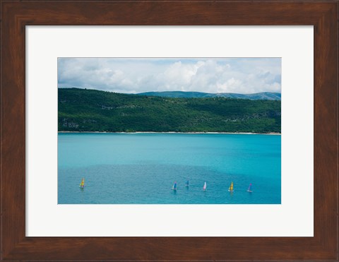 Framed Sailboats on the Lake, Lac de Sainte Croix, Sainte-Croix-Du-Verdon, Alpes-de-Haute-Provence, Provence-Alpes-Cote d&#39;Azur, France Print