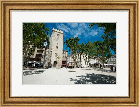 Framed Buildings in a town, Place Saint-Jean le Vieux, Avignon, Vaucluse, Provence-Alpes-Cote d&#39;Azur, France Print