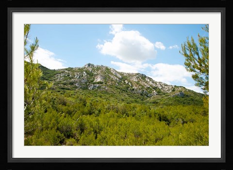 Framed Low angle view of mountains, Alpilles, D25, Eyguieres, Bouches-Du-Rhone, Provence-Alpes-Cote d'Azur, France Print