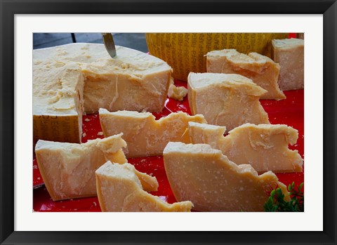 Framed Cheese for sale at weekly market, Arles, Bouches-Du-Rhone, Provence-Alpes-Cote d&#39;Azur, France Print