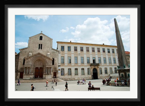 Framed Tourists outside the Church of St. Trophime, Place de La Republique, Arles, Bouches-Du-Rhone, Provence-Alpes-Cote d'Azur, France Print