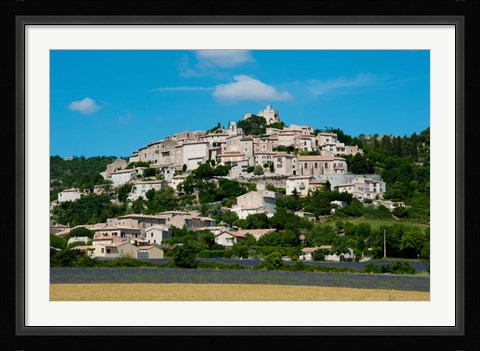 Framed Town on a hill, D51, Sault, Vaucluse, Provence-Alpes-Cote d'Azur, France Print