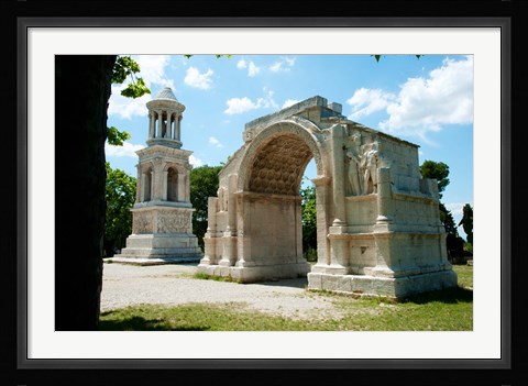 Framed Roman mausoleum and triumphal arch at Glanum, St.-Remy-De-Provence, Bouches-Du-Rhone, Provence-Alpes-Cote d'Azur, France Print
