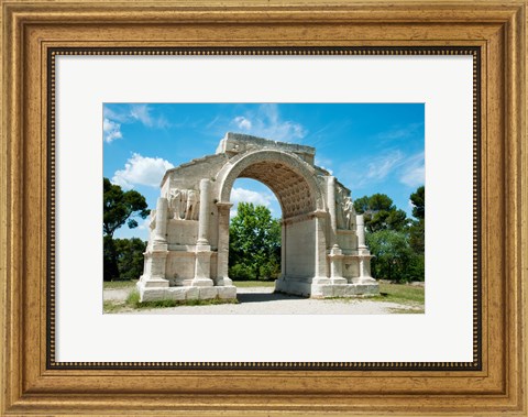 Framed Roman triumphal arch at Glanum, St.-Remy-De-Provence, Bouches-Du-Rhone, Provence-Alpes-Cote d&#39;Azur, France Print