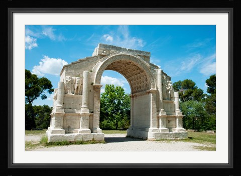 Framed Roman triumphal arch at Glanum, St.-Remy-De-Provence, Bouches-Du-Rhone, Provence-Alpes-Cote d'Azur, France Print